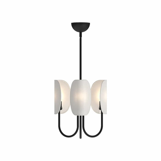 Alora Mood CH450715MBCW Seno Chandelier Matte Black Finish with White Cotton Fabric Shades Modern Ceiling Light Fixture