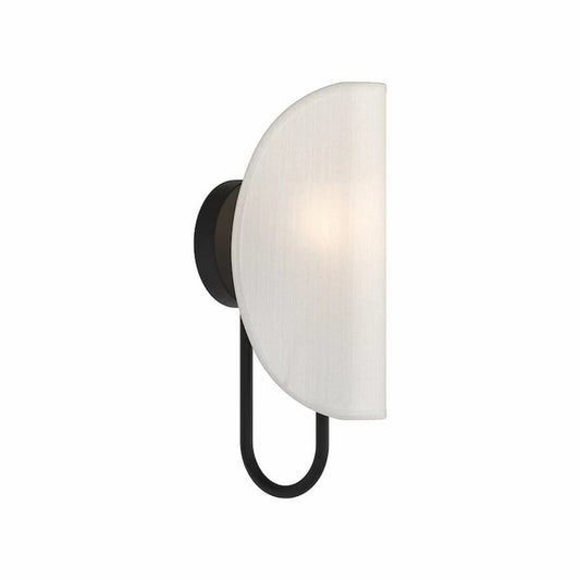 Alora Mood Seno WV450706MBCW 6-Inch Vanity Light in Matte Black Finish with White Cotton Fabric Shade