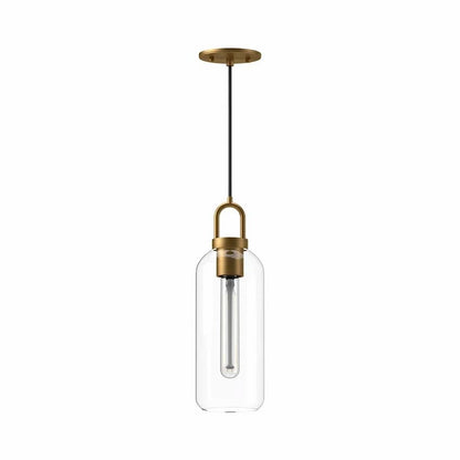 Alora Mood Soji Collection PD401505AGCL 1-Light Pendant with Aged Gold Steel Frame and Transparent Clear Glass Shade