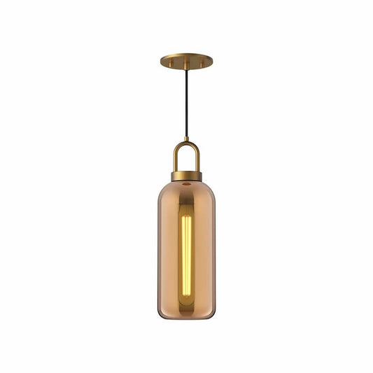 Alora Mood Soji PD401505AGCP 5-Inch Pendant Light in Aged Gold Finish with Copper Glass Shade