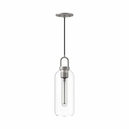 Alora Mood Soji Collection PD401505BNCL 1-Light Pendant with Brushed Nickel Steel Frame, Transparent Clear Glass Shade and E26 Bulb Base