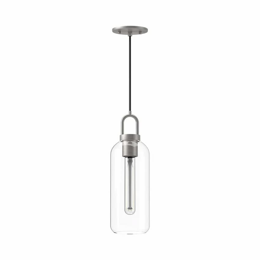 Alora Mood Soji Collection PD401505MBCL 1-Light Pendant with Matte Black Steel Hardware, Clear Glass Cylindrical Shade and E26 Bulb Base