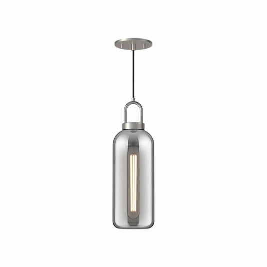 Alora Mood Soji PD401505MBSM 5-Inch Pendant Light in Matte Black Finish with Smoked Solid Glass Shade