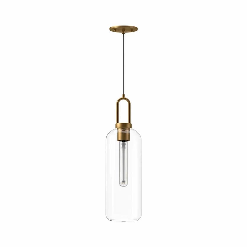 Alora Mood Soji Collection PD401606AGCL 1-Light Pendant with Aged Gold Steel Hardware, Clear Glass Shade and E26 Bulb Base