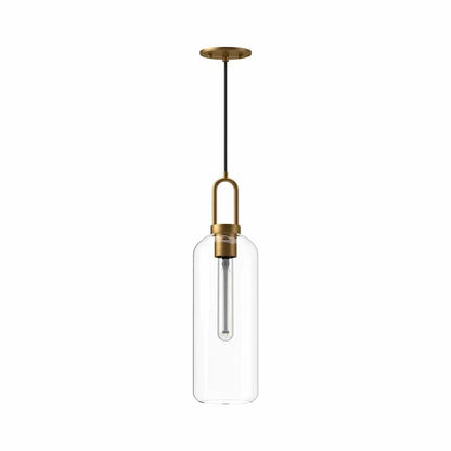Alora Mood Soji Collection PD401606AGCL 1-Light Pendant with Aged Gold Steel Hardware, Clear Glass Shade and E26 Bulb Base