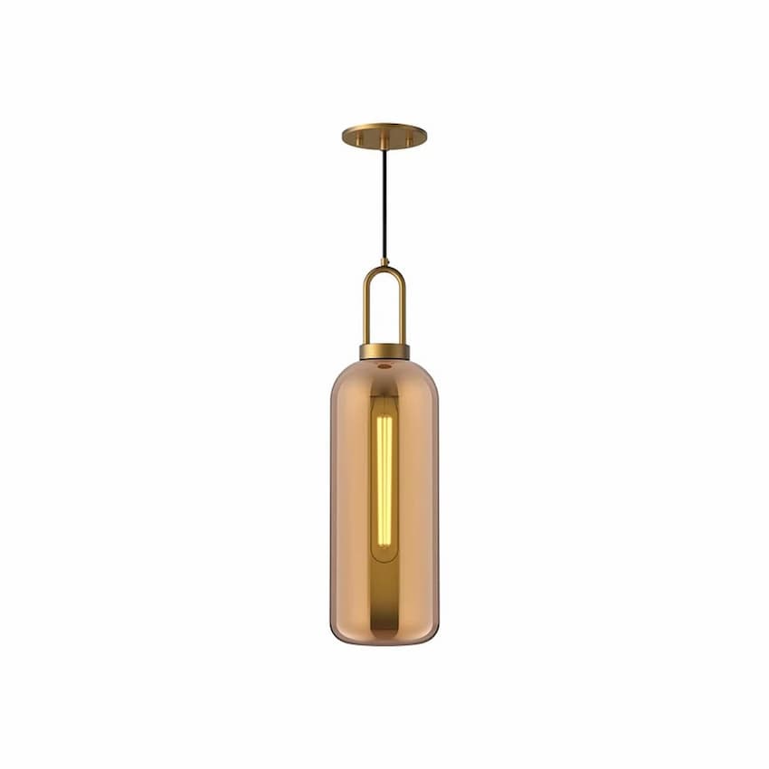 Alora Mood Soji PD401606AGCP 6-Inch Pendant Light in Aged Gold Finish with Copper Glass Shade