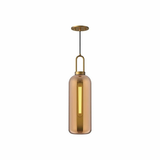 Alora Mood Soji PD401606AGCP 6-Inch Pendant Light in Aged Gold Finish with Copper Glass Shade