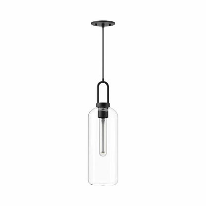 Alora Mood Soji Collection PD401606MBCL 1-Light Pendant Featuring Matte Black Steel Hardware and Clear Glass Cylindrical Shade