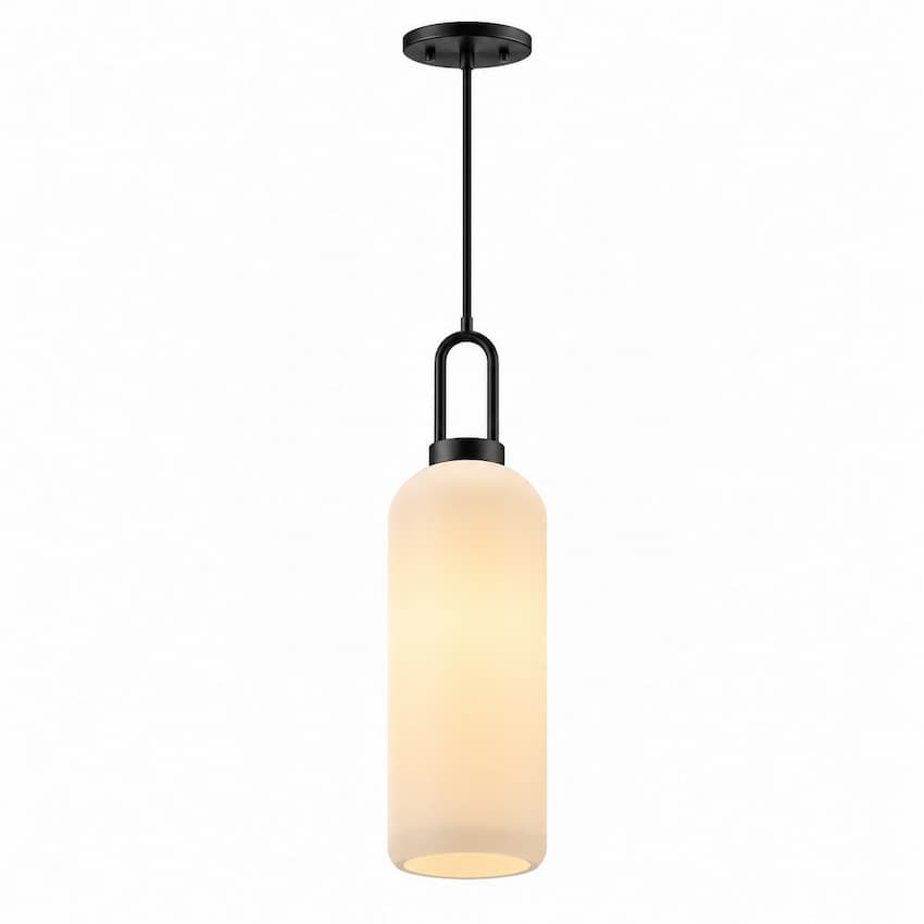 Alora Mood Soji PD401606MBOP 6-Inch Pendant Light in Matte Black Finish with Opal Matte Glass Shade