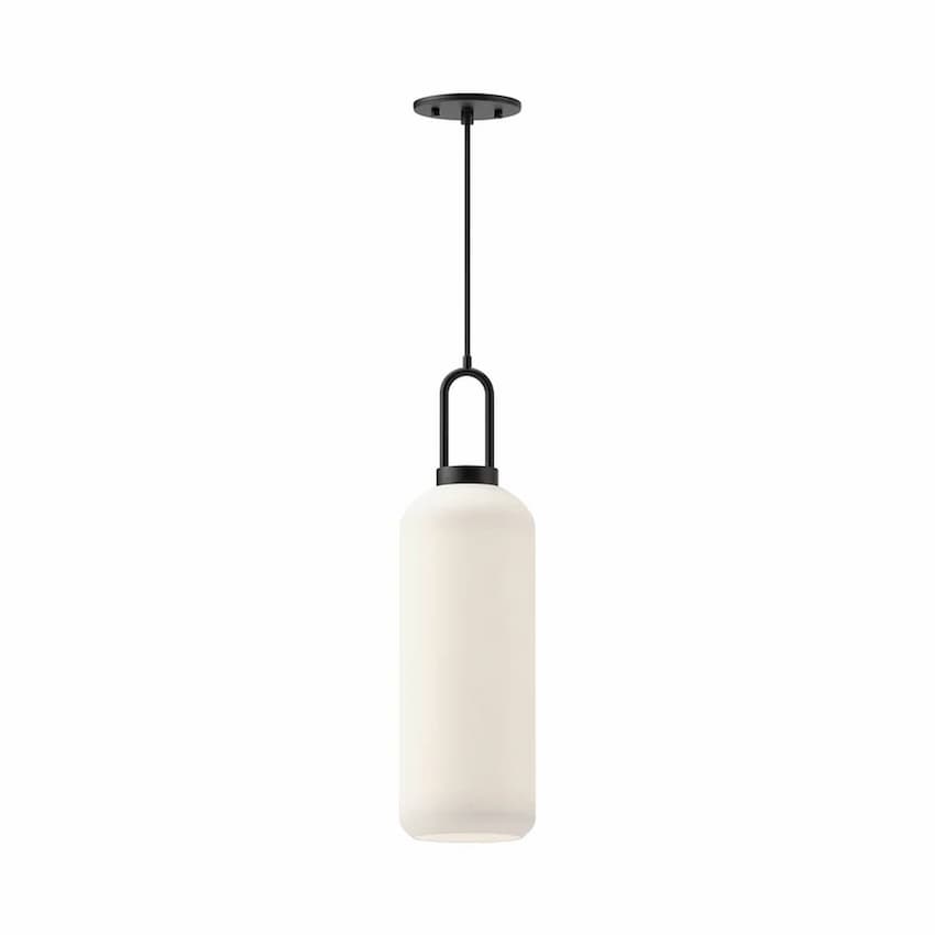 Alora Mood Soji Collection PD401606MBOP 1-Light Pendant with Matte Black Steel Hardware, Opal Matte Glass Shade and E26 Type T Bulb Base
