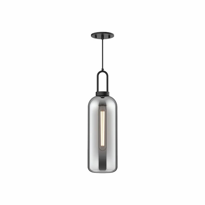 Alora Mood Soji PD401606MBSM 6-Inch Pendant Light in Matte Black Finish with Smoked Solid Glass Shade