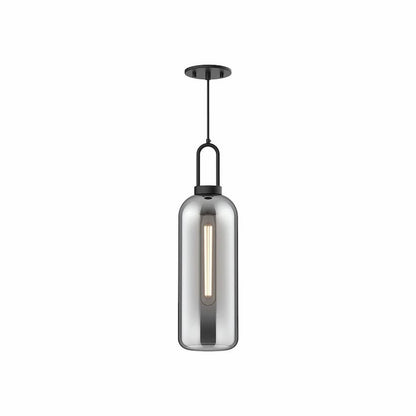 Alora Mood Soji PD401606MBSM 6-Inch Pendant Light in Matte Black Finish with Smoked Solid Glass Shade