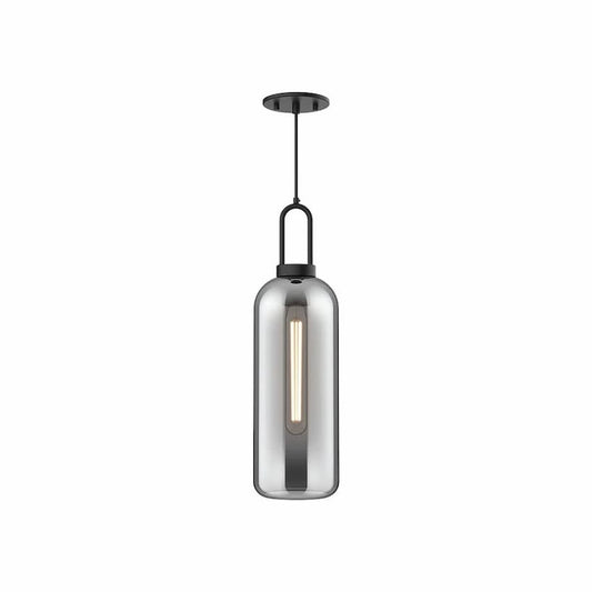 Alora Mood Soji PD401606MBSM 6-Inch Pendant Light in Matte Black Finish with Smoked Solid Glass Shade