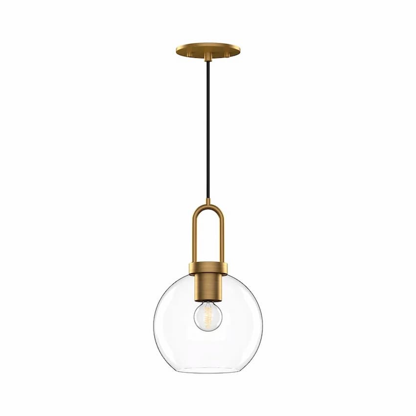 Alora Mood Soji Collection PD601608AGCL 1-Light Pendant Featuring Aged Gold Steel Hardware and Clear Glass Shade