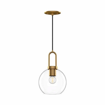 Alora Mood Soji Collection PD601608AGCL 1-Light Pendant Featuring Aged Gold Steel Hardware and Clear Glass Shade