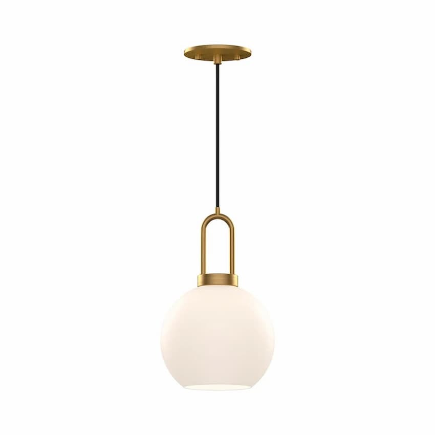 Alora Mood Soji Collection PD601608AGOP 1-Light Pendant with Aged Gold Steel Hardware, Glass Shade and E26 A19 Bulb Base