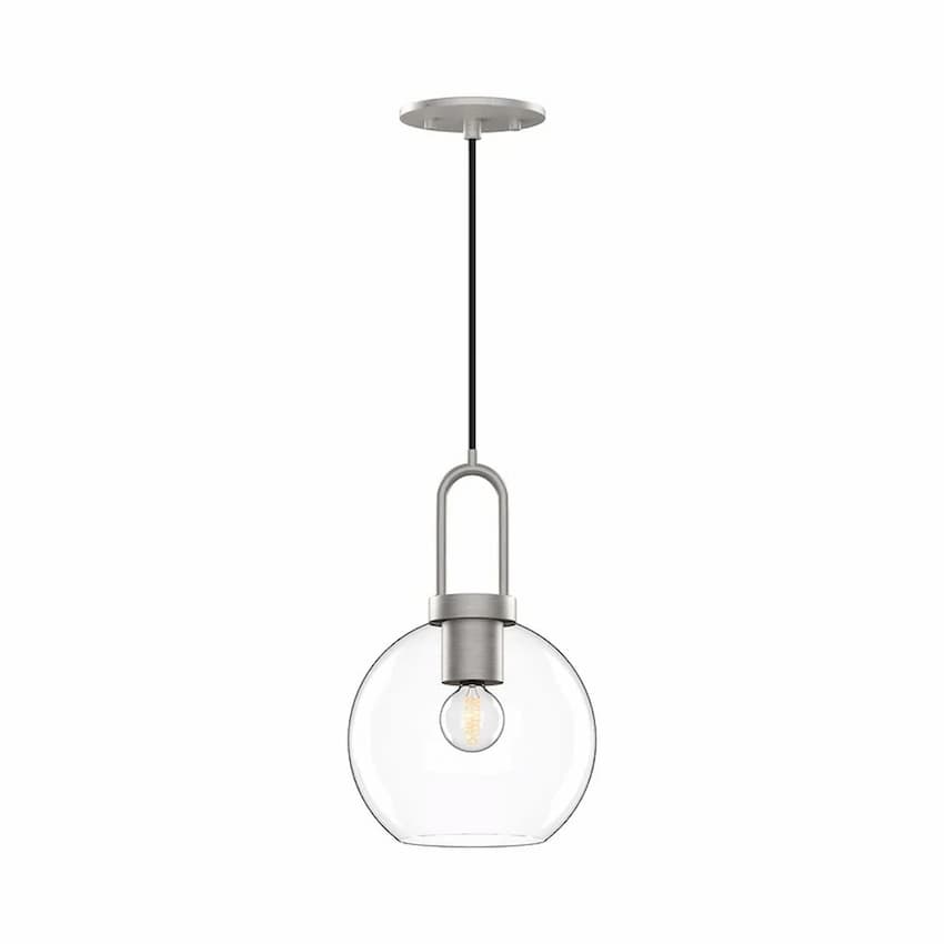 Alora Mood Soji Collection PD601608BNCL 1-Light Pendant with Brushed Nickel Steel Hardware, Clear Glass Shade and E26 Bulb Base