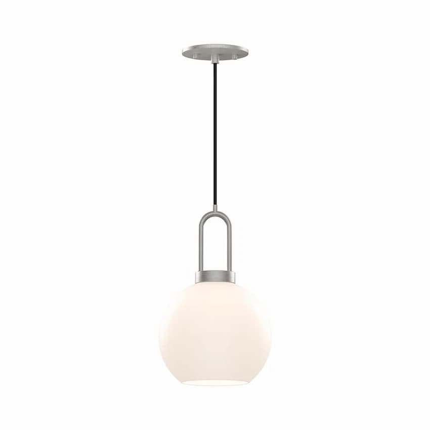 Alora Mood Soji Collection PD601608BNOP 1-Light Pendant with Brushed Nickel Steel Hardware and Opal Matte Glass Globe Shade