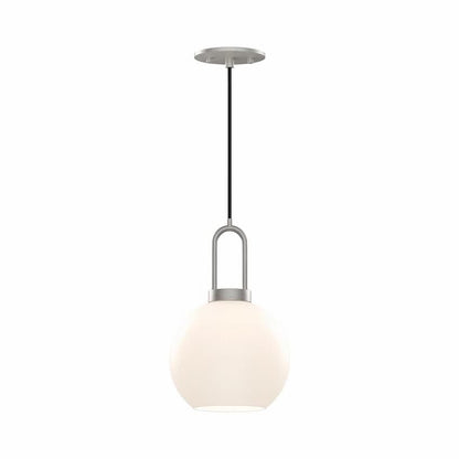 Alora Mood Soji Collection PD601608BNOP 1-Light Pendant with Brushed Nickel Steel Hardware and Opal Matte Glass Globe Shade