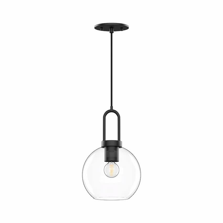 Alora Mood Soji Collection PD601608MBCL 1-Light Pendant Featuring Clear Glass Globe Shade, Steel Hardware and E26 A19 Bulb Base