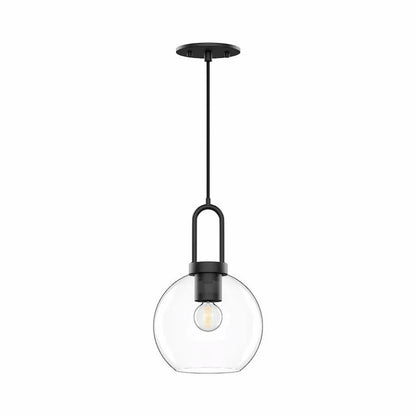 Alora Mood Soji Collection PD601608MBCL 1-Light Pendant Featuring Clear Glass Globe Shade, Steel Hardware and E26 A19 Bulb Base