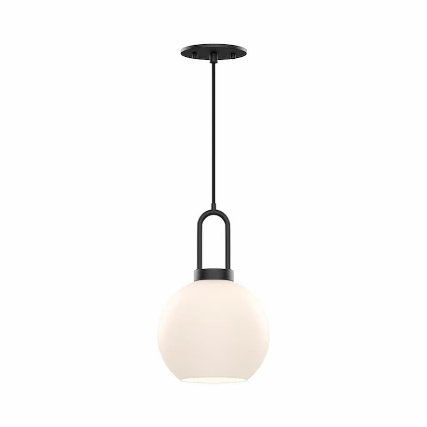 Alora Mood Soji Collection PD601608MBOP 1-Light Pendant with Matte Black Steel Hardware and Opal Matte Glass Globe Shade