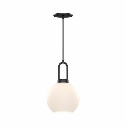 Alora Mood Soji Collection PD601608MBOP 1-Light Pendant with Matte Black Steel Hardware and Opal Matte Glass Globe Shade