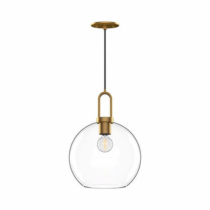 Alora Mood Soji Collection PD601710AGCL 1-Light Pendant Featuring Aged Gold Steel Hardware and Transparent Clear Glass Shade