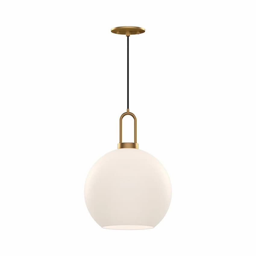 Alora Mood Soji Collection PD601710AGOP 1-Light Pendant Featuring Aged Gold Steel Hardware and Matte Opal Glass Shade