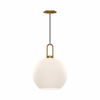 Alora Mood Soji Collection PD601710AGOP 1-Light Pendant Featuring Aged Gold Steel Hardware and Matte Opal Glass Shade