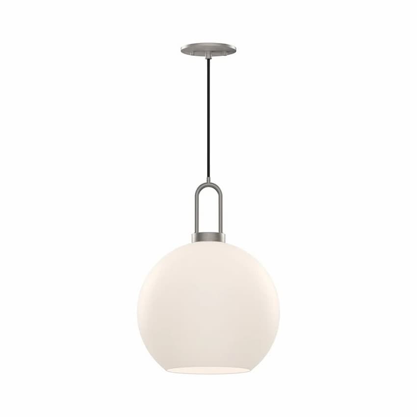 Alora Mood Soji Collection PD601710BNOP 1-Light Pendant Featuring Brushed Nickel Steel Hardware and Opal Matte Glass Shade