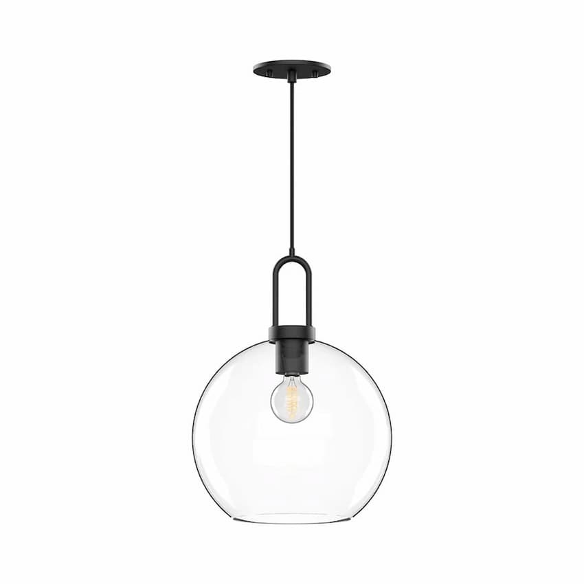 Alora Mood Soji Collection PD601710MBCL 1-Light Pendant with Matte Black Steel Hardware, Clear Glass Globe Shade and E26 Bulb Base