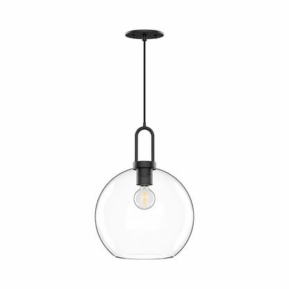 Alora Mood Soji Collection PD601710MBCL 1-Light Pendant with Matte Black Steel Hardware, Clear Glass Globe Shade and E26 Bulb Base