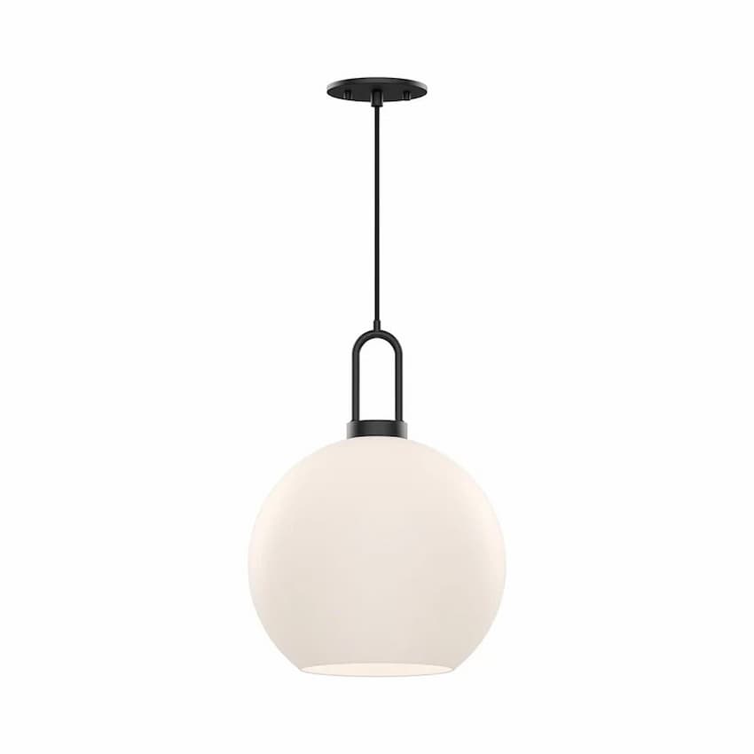 Alora Mood Soji Collection PD601710MBOP 1-Light Pendant with Matte Black Steel Hardware and Soft Opal Glass Diffuser