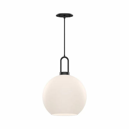 Alora Mood Soji Collection PD601710MBOP 1-Light Pendant with Matte Black Steel Hardware and Soft Opal Glass Diffuser