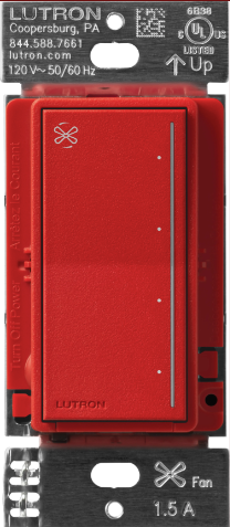 Lutron Sunnata 4-speed fan control in Signal Red
