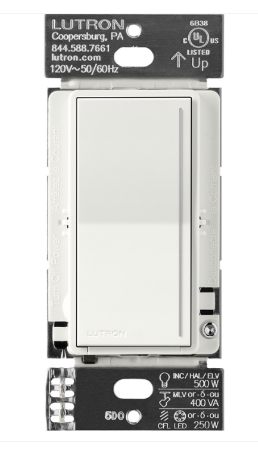 Lutron Sunnata LED+ dimmer switch in Glacier White