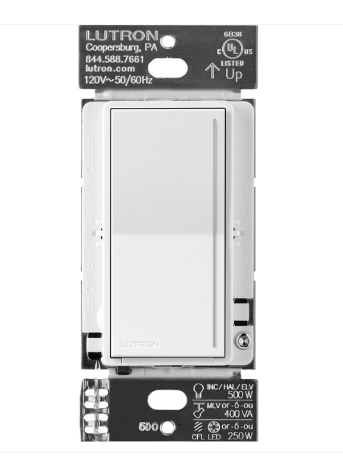 Lutron Sunnata LED+ dimmer switch in Snow White