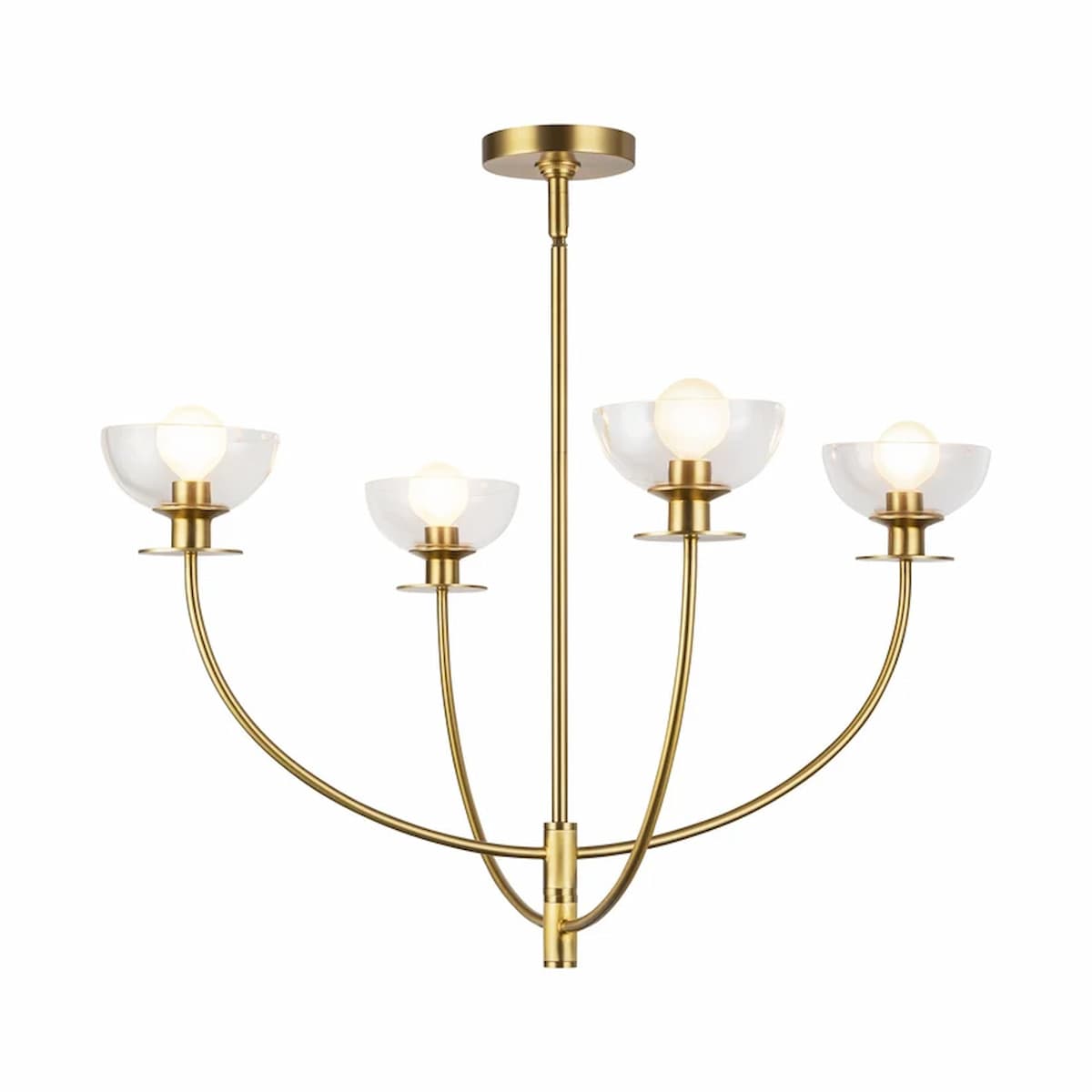 Alora Mood Sylvia CH515226BGCL 26-inch 4-light chandelier in Brushed Gold with clear glass shades