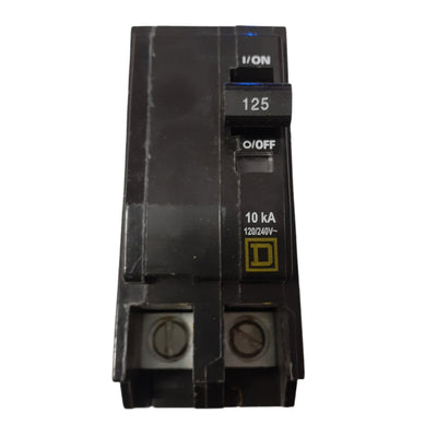 Square D 125 Amp 2 Pole 120/240VAC Circuit Breaker Plug-In 10kAIC QO Series