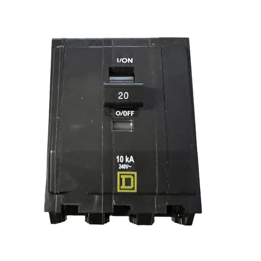 Square D 20 Amp 3 Pole 120/240VAC QO Series Plug-In Circuit Breaker, 10kAIC, Thermal Magnetic Trip, UL/CSA