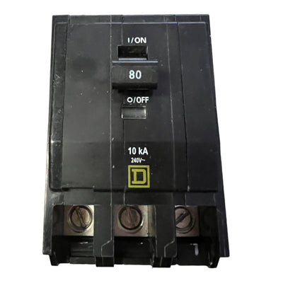 Square D 80 Amp 3 Pole 120/240VAC Circuit Breaker Plug-In 10kAIC QO Series