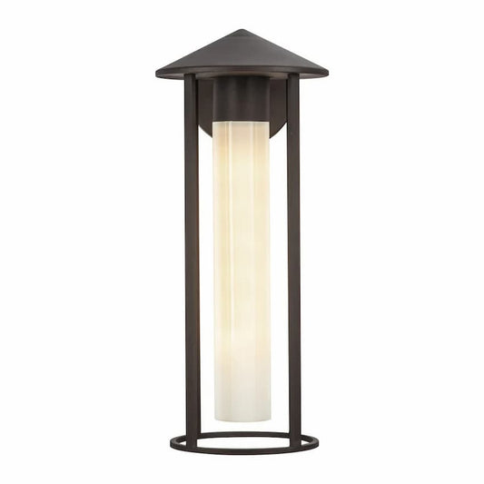Alora Mood Tenko EW526318BZGO 18-Inch Exterior Wall Sconce in Bronze Finish with Glossy Opal Glass Shade