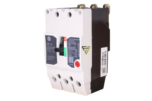 General Electric 3 Pole 30 Amp 480VAC 65kAIC Bolt-On Molded Case Circuit Breaker, TEYL Series, Thermal Magnetic Trip