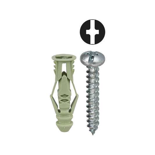 Dottie TG12KSQ Dottie #12 Green Triple-Grip Anchor Kit w/ Pan Head Square Drive Screws TG12KSQ
