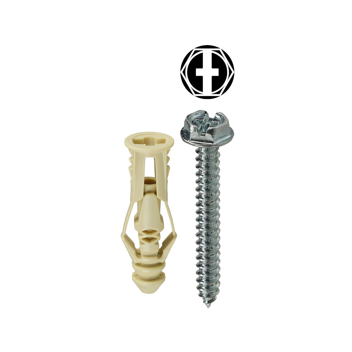 Dottie TG6KHX Dottie #6 Beige Triple-Grip Anchor Kit w/ Hex Head Combo Drive Screws TG6KHX