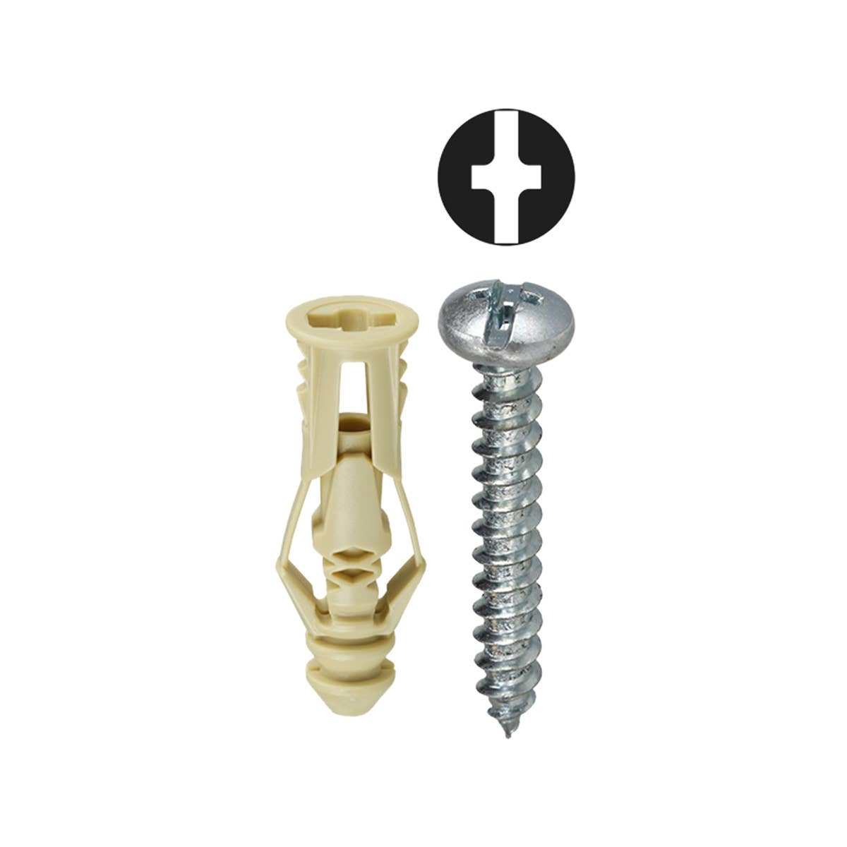 Dottie TG6K Dottie #6 Beige Triple-Grip Anchor Kit w/ Pan Head Combo Drive Screws TG6K