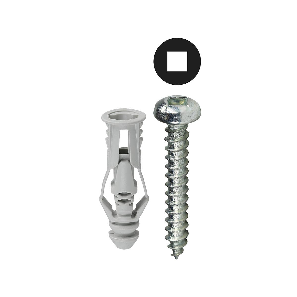 Dottie TG8KSQ Dottie #8 Grey Triple-Grip Anchor Kit w/ Pan Head Square Drive Screws TG8KSQ