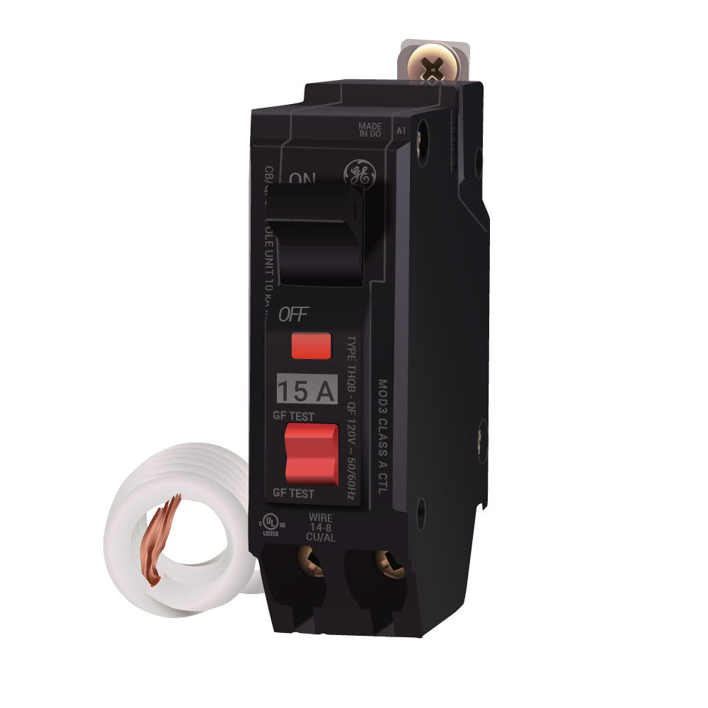 General Electric 15A 120V 1 Pole Ground Fault Circuit Breaker