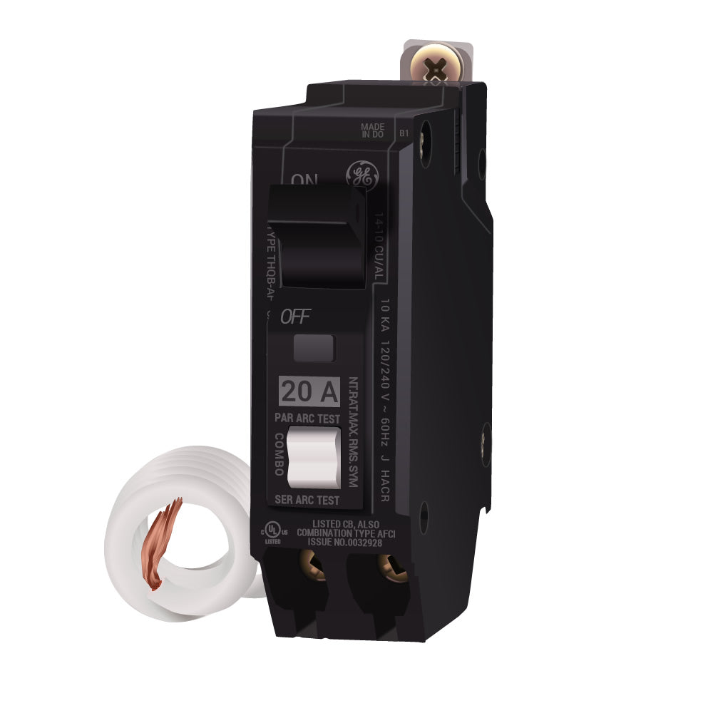 General Electric 20A 120/240V 1-Pole Q-Line Molded Case Circuit Breaker Arc Fault Bolt-On